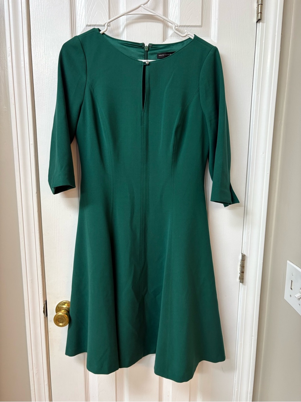 White House Black Market Emerald Green Midi Fit-and-Flare Dress